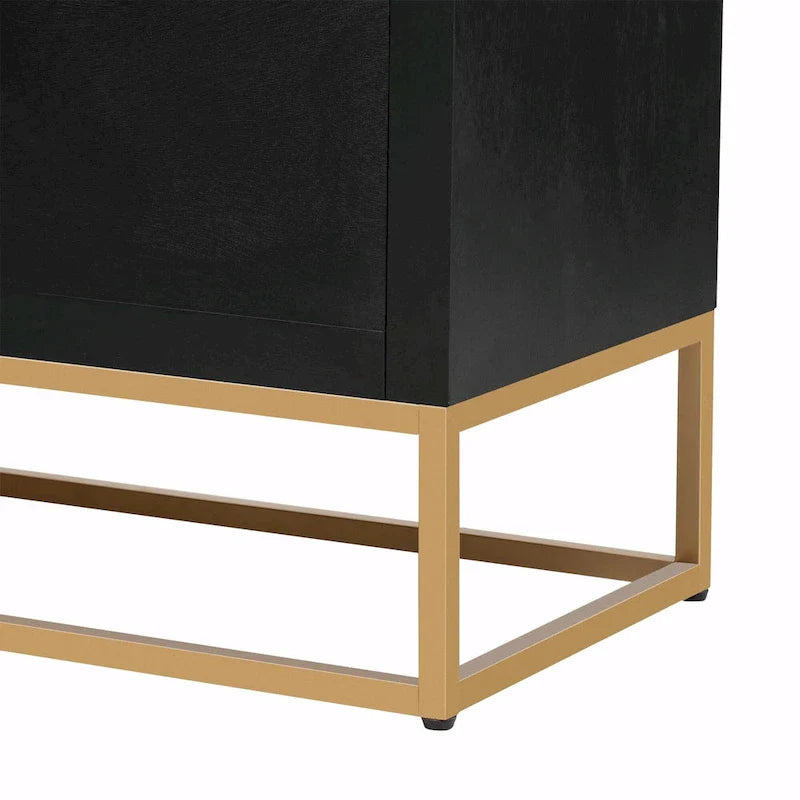 Meuble de rangement luxueux avec pieds de support uniques et étagères réglables