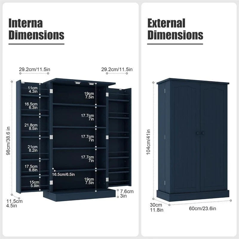 Meuble de rangement avec portes et étagères réglables - 30,5P x 60L x 104H