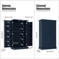 Meuble de rangement avec portes et étagères réglables - 30,5P x 60L x 104H