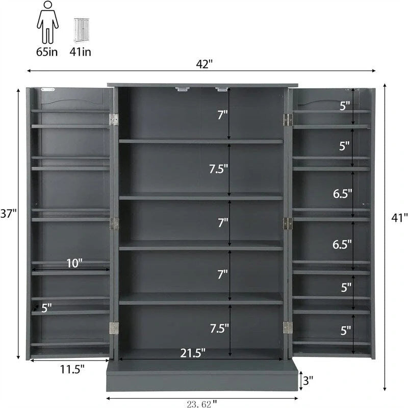 Meuble de rangement avec portes et étagères réglables - 30,5P x 60L x 104H