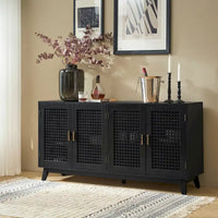 Buffet contemporain Alexis de 58 po de largeur avec pieds en bois massif par HULALA HOME