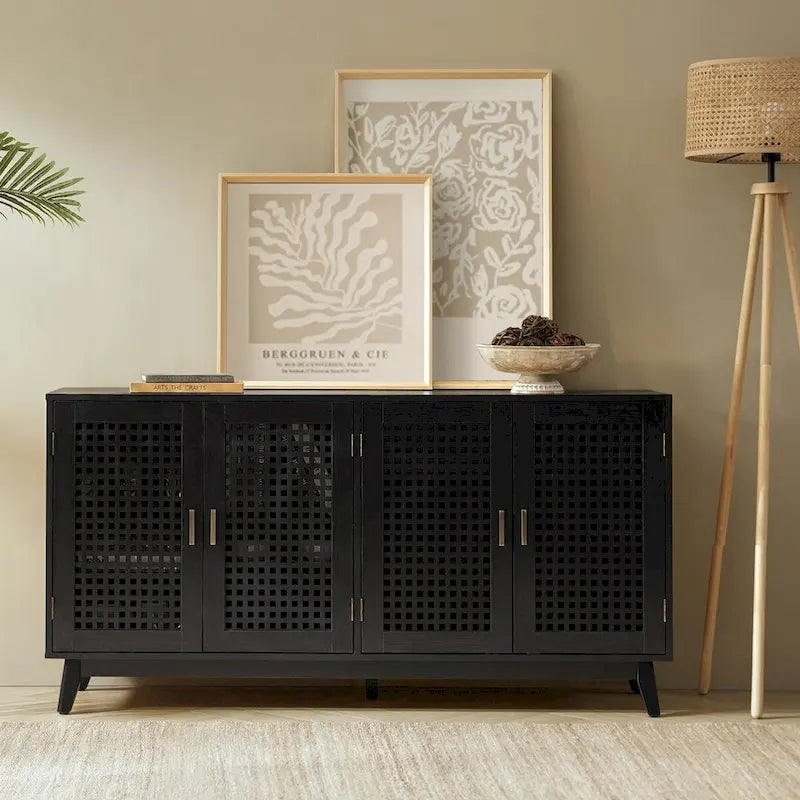 Buffet contemporain Alexis de 58 po de largeur avec pieds en bois massif par HULALA HOME