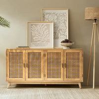Buffet contemporain Alexis de 58 po de largeur avec pieds en bois massif par HULALA HOME
