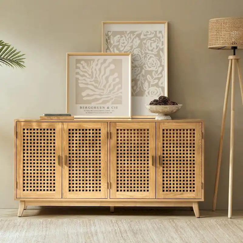 Buffet contemporain Alexis de 58 po de largeur avec pieds en bois massif par HULALA HOME