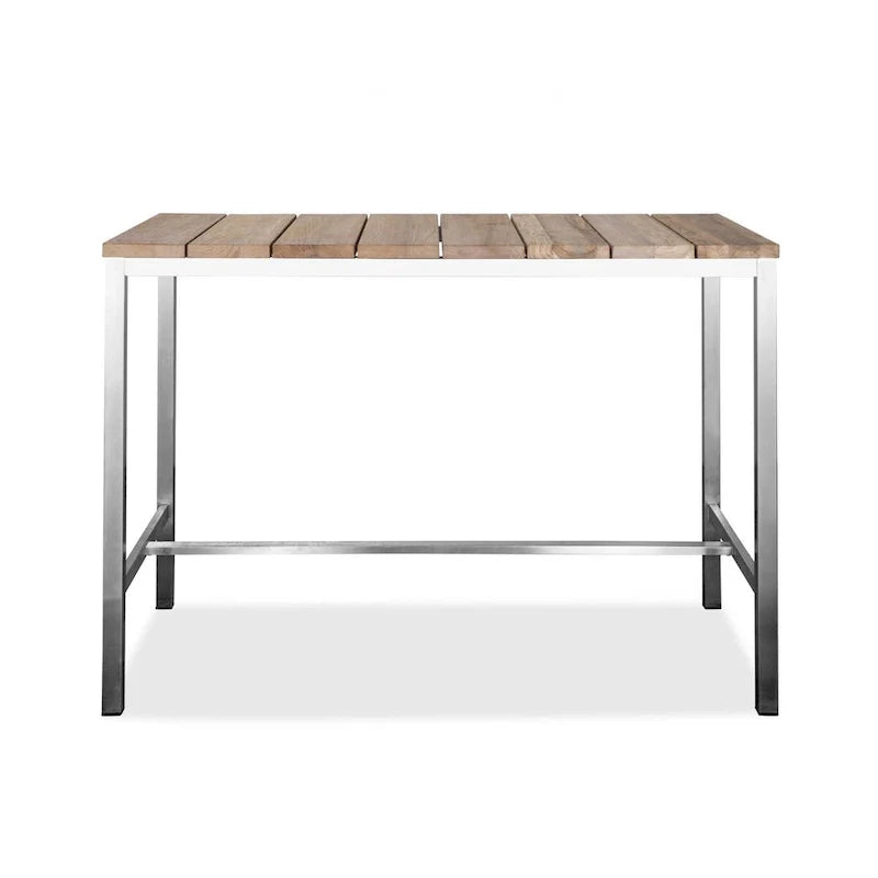 Table à manger HomeRoots 55 en bois massif marron et argent avec acier inoxydable