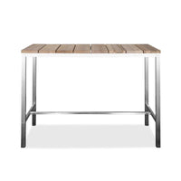 Table à manger HomeRoots 55 en bois massif marron et argent avec acier inoxydable