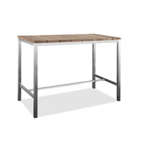 Table à manger HomeRoots 55 en bois massif marron et argent avec acier inoxydable