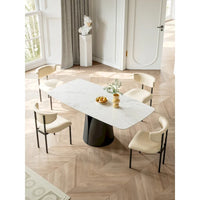 Table à manger Lesly moderne rectangulaire blanche 65 po pour 6 places - 65 P 37,4 l 29,52 H