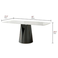 Table à manger Lesly moderne rectangulaire blanche 65 po pour 6 places - 65 P 37,4 l 29,52 H