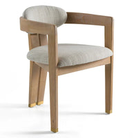 Chaise de salle à manger Modrest Belton moderne en tissu blanc cassé et chêne blanchi