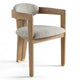 Chaise de salle à manger Modrest Belton moderne en tissu blanc cassé et chêne blanchi