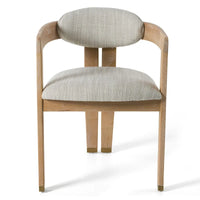 Chaise de salle à manger Modrest Belton moderne en tissu blanc cassé et chêne blanchi