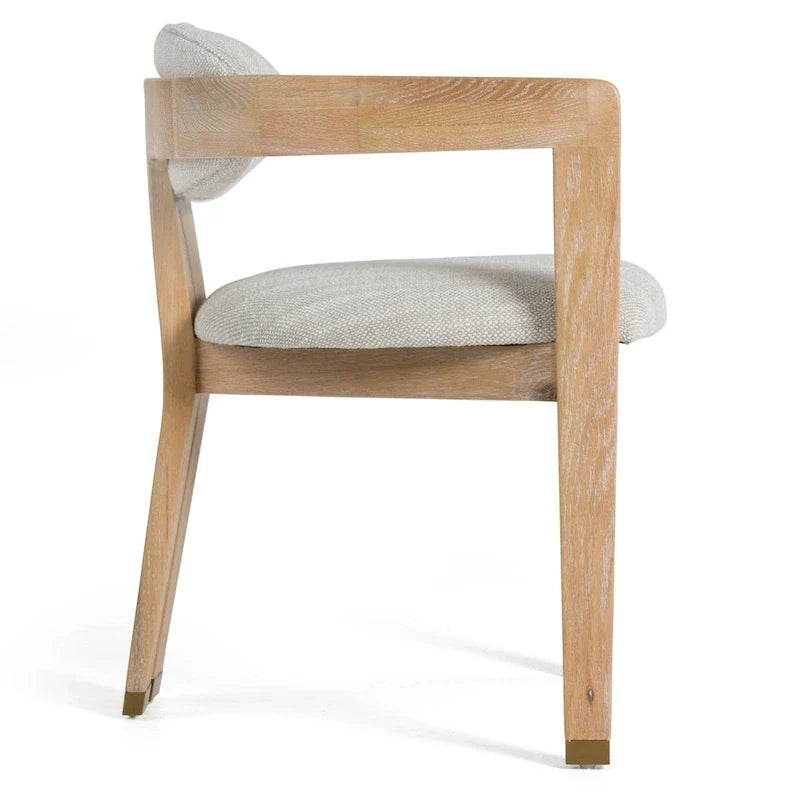Chaise de salle à manger Modrest Belton moderne en tissu blanc cassé et chêne blanchi