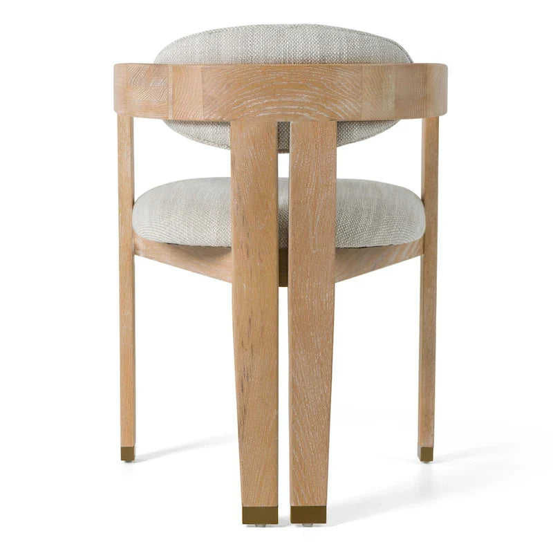 Chaise de salle à manger Modrest Belton moderne en tissu blanc cassé et chêne blanchi