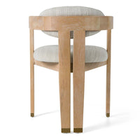 Chaise de salle à manger Modrest Belton moderne en tissu blanc cassé et chêne blanchi