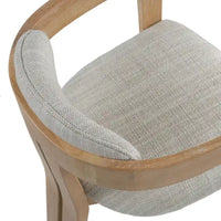 Chaise de salle à manger Modrest Belton moderne en tissu blanc cassé et chêne blanchi