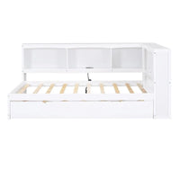 Lit de repos double avec lit gigogne, armoires de rangement et ports USB