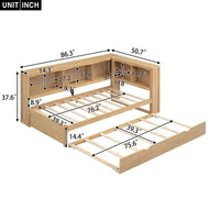 Lit de repos double avec lit gigogne, armoires de rangement et ports USB