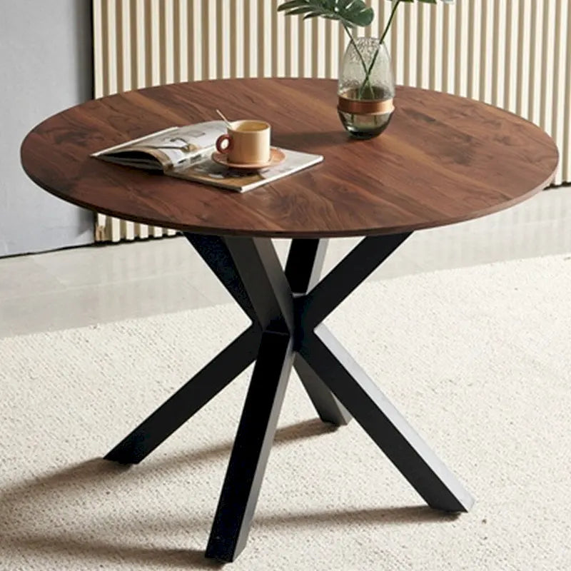 Table à manger ronde milieu de siècle pour 4 à 6 personnes avec base à pied