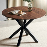 Table à manger ronde milieu de siècle pour 4 à 6 personnes avec base à pied