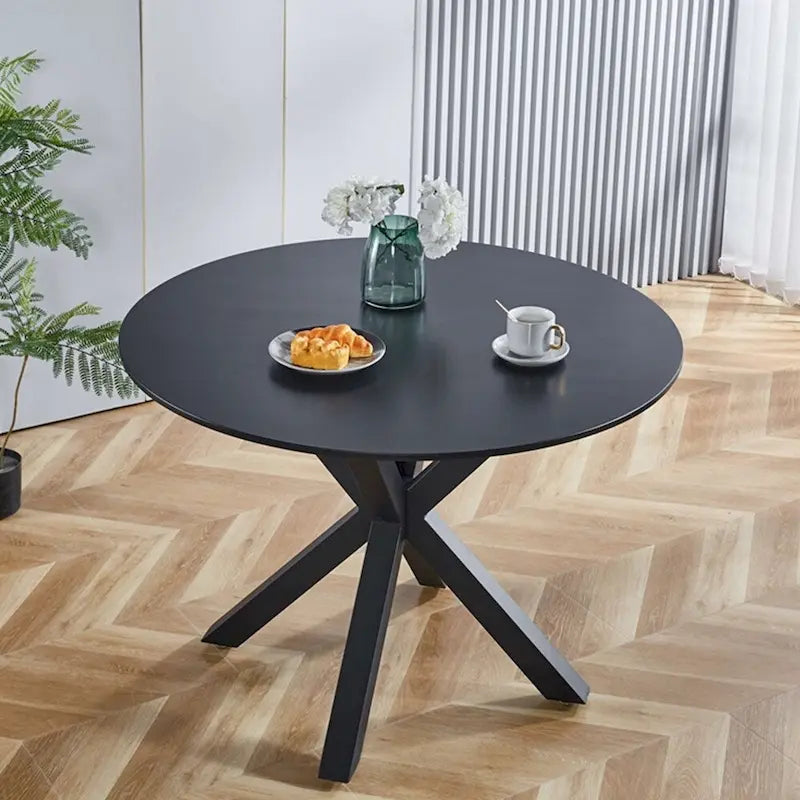 Table à manger ronde milieu de siècle pour 4 à 6 personnes avec base à pied