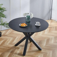 Table à manger ronde milieu de siècle pour 4 à 6 personnes avec base à pied