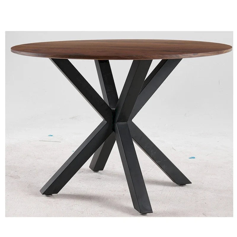 Table à manger ronde milieu de siècle pour 4 à 6 personnes avec base à pied