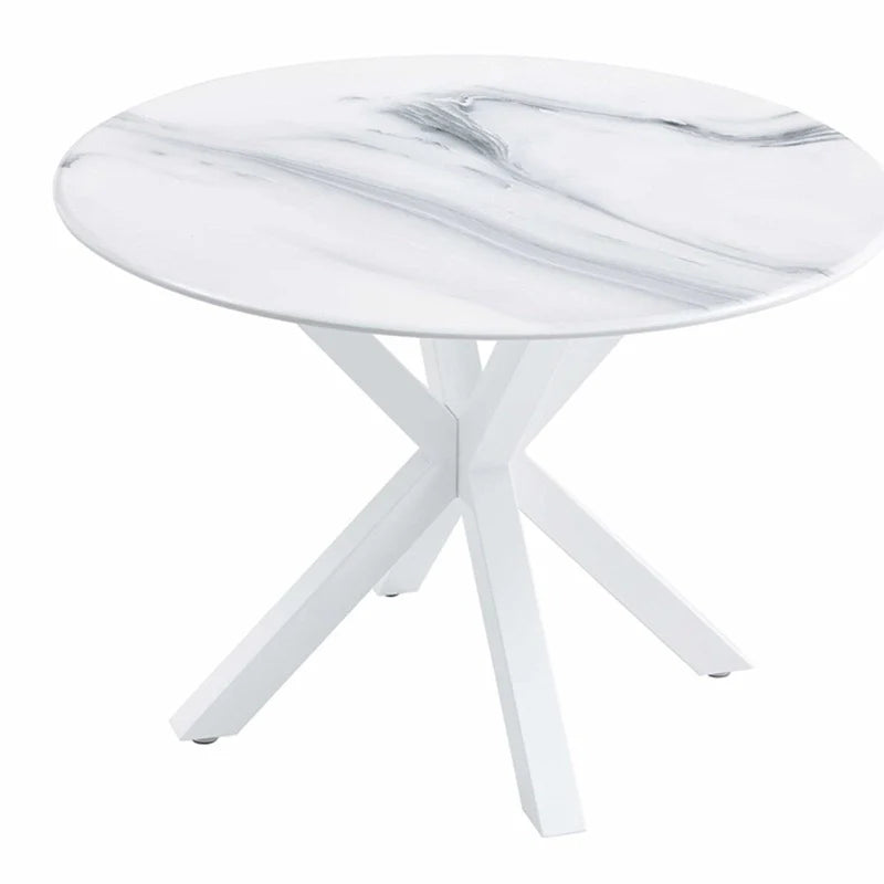 Table à manger ronde milieu de siècle pour 4 à 6 personnes avec base à pied
