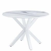 Table à manger ronde milieu de siècle pour 4 à 6 personnes avec base à pied