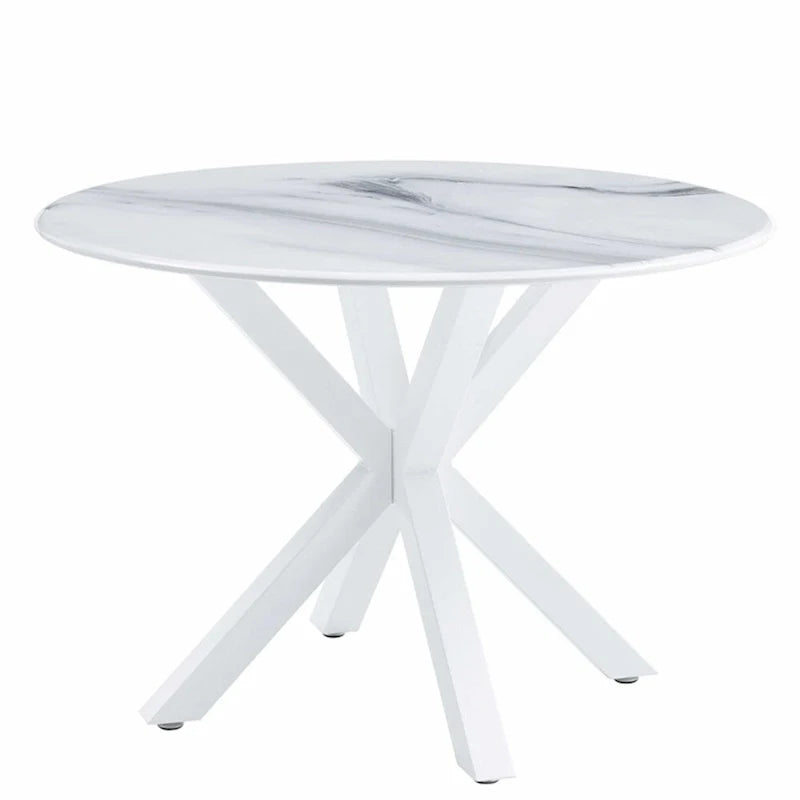 Table à manger ronde milieu de siècle pour 4 à 6 personnes avec base à pied