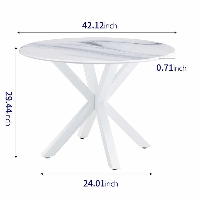 Table à manger ronde milieu de siècle pour 4 à 6 personnes avec base à pied