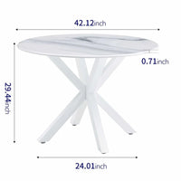 Table à manger ronde milieu de siècle pour 4 à 6 personnes avec base à pied