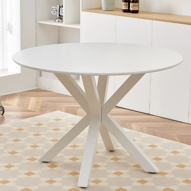 Table à manger ronde milieu de siècle pour 4 à 6 personnes avec base à pied