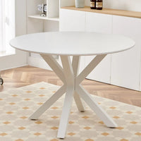 Table à manger ronde milieu de siècle pour 4 à 6 personnes avec base à pied
