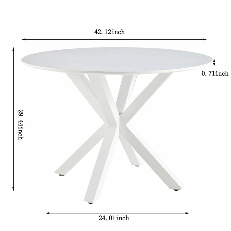 Table à manger ronde milieu de siècle pour 4 à 6 personnes avec base à pied