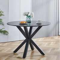 Table à manger ronde milieu de siècle pour 4 à 6 personnes avec base à pied
