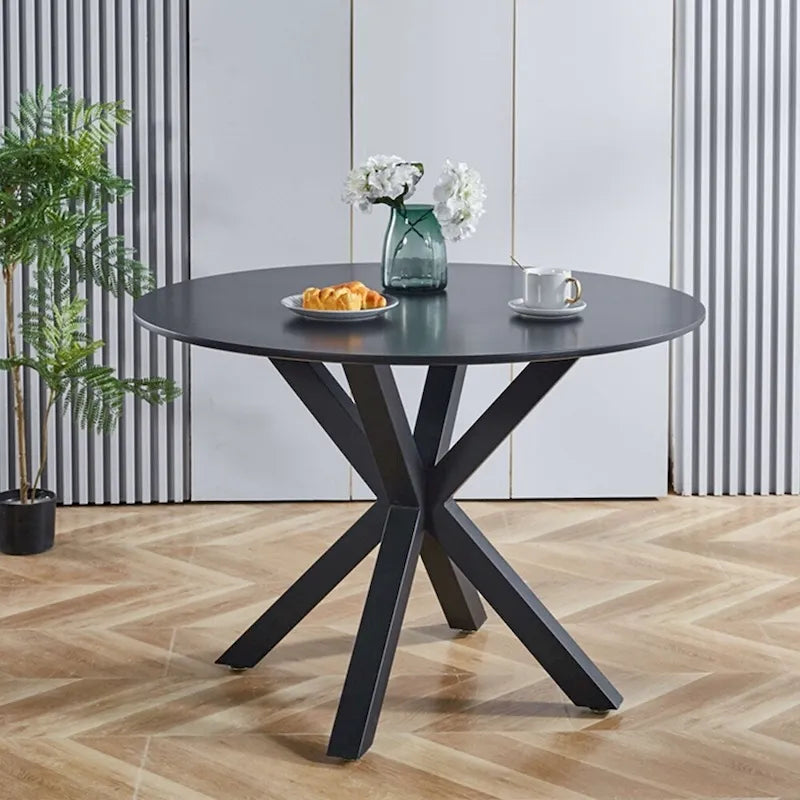 Table à manger ronde milieu de siècle pour 4 à 6 personnes avec base à pied