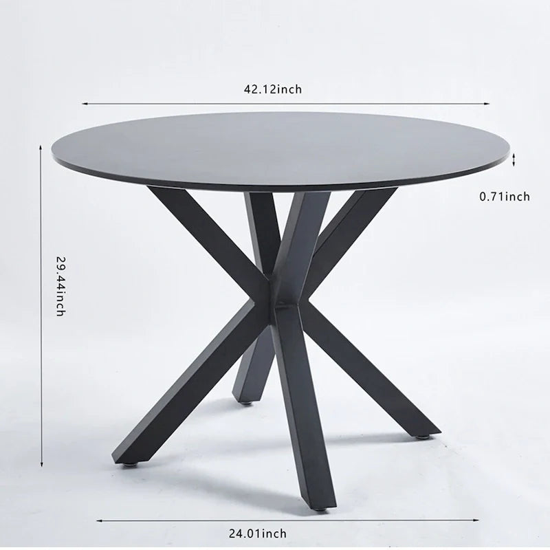 Table à manger ronde milieu de siècle pour 4 à 6 personnes avec base à pied