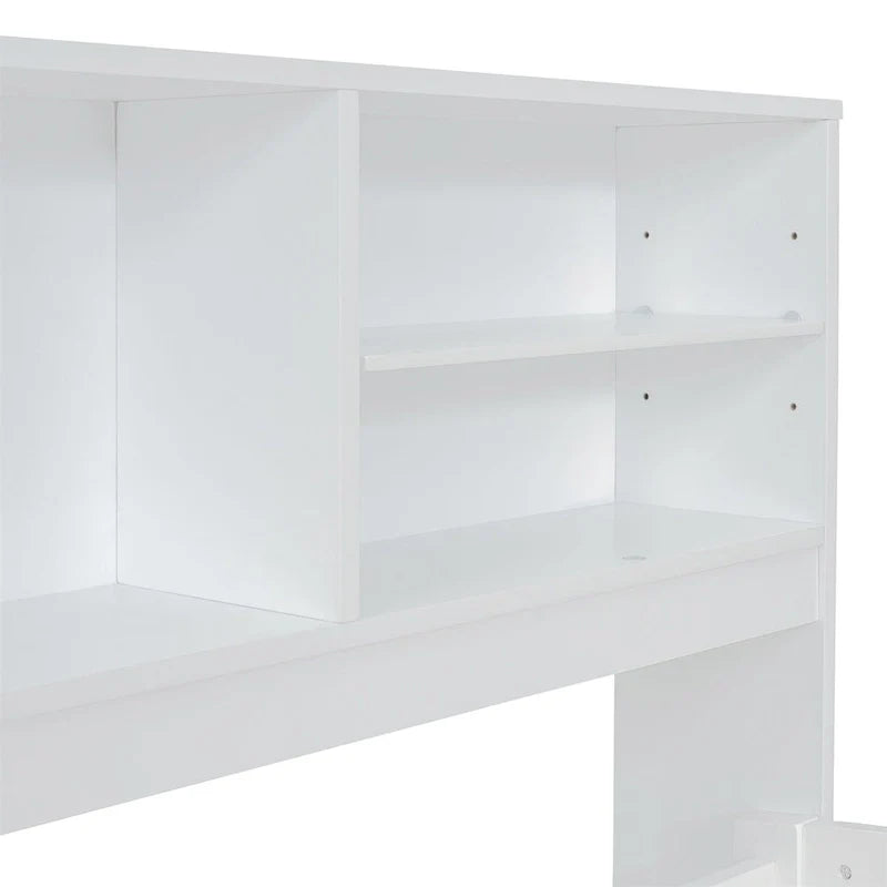 Lit de repos double Merax en bois avec armoires, étagères et 4 tiroirs