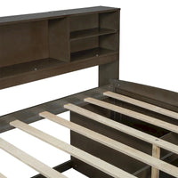 Lit de repos double Merax en bois avec armoires, étagères et 4 tiroirs