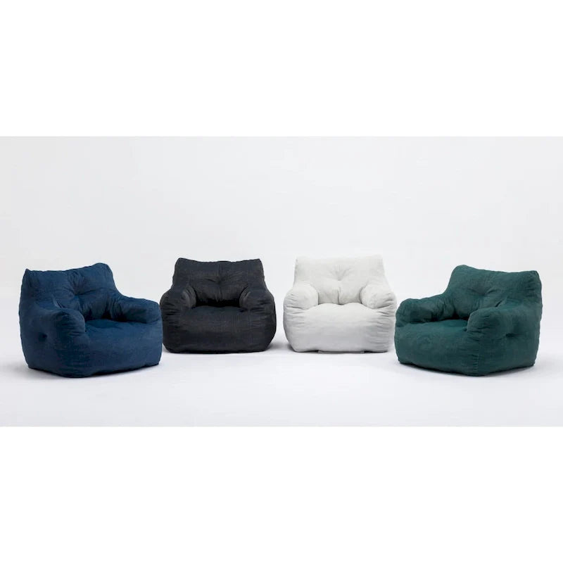 Fauteuil poire en tissu doux Coton-Lin, rembourré de mousse à mémoire de forme
