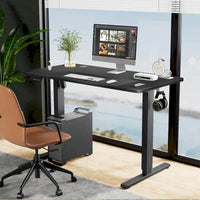 Bureau assis-debout électrique réglable en hauteur, bureau d'ordinateur ergonomique, noir, 55 x 24
