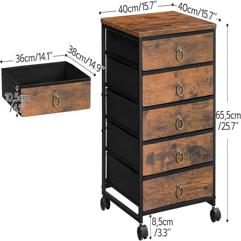 Classeur commode à 5 tiroirs - 15.7P x 15.7L x 25.7H