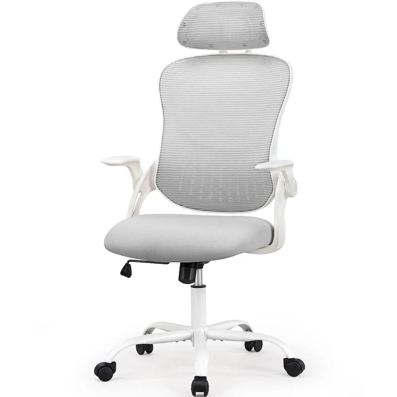 Chaise de bureau, chaise pivotante confortable à dossier haut, roulettes, appuie-tête réglable