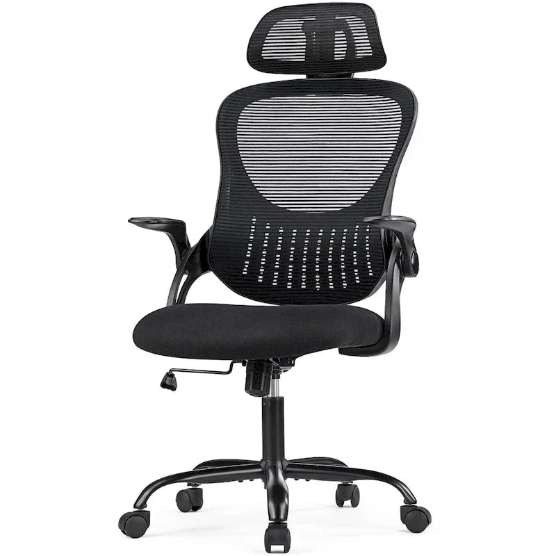Chaise de bureau, chaise pivotante confortable à dossier haut, roulettes, appuie-tête réglable