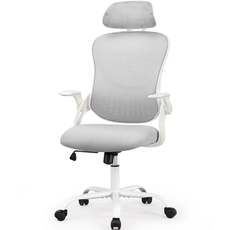 Chaise de bureau, chaise pivotante confortable à dossier haut, roulettes, appuie-tête réglable