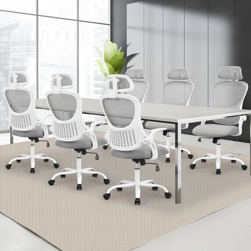 Chaise de bureau, chaise pivotante confortable à dossier haut, roulettes, appuie-tête réglable