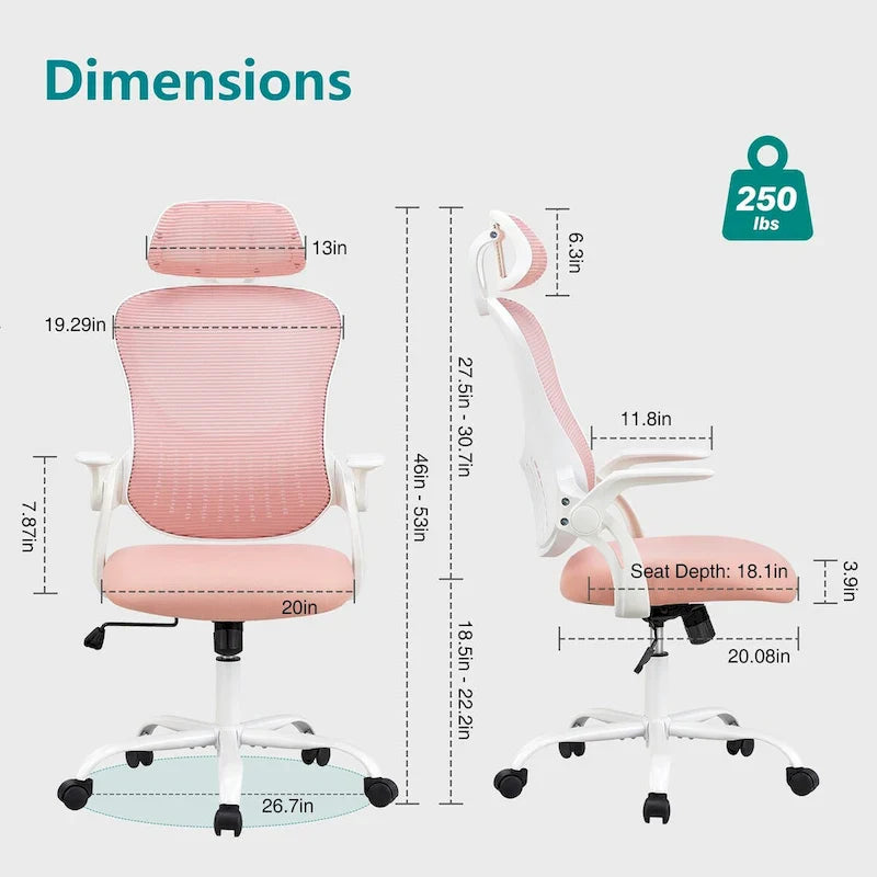 Chaise de bureau, chaise pivotante confortable à dossier haut, roulettes, appuie-tête réglable