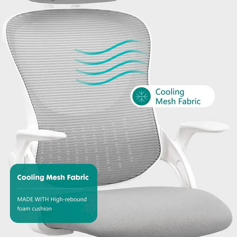 Chaise de bureau, chaise pivotante confortable à dossier haut, roulettes, appuie-tête réglable