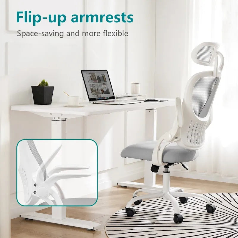 Chaise de bureau, chaise pivotante confortable à dossier haut, roulettes, appuie-tête réglable